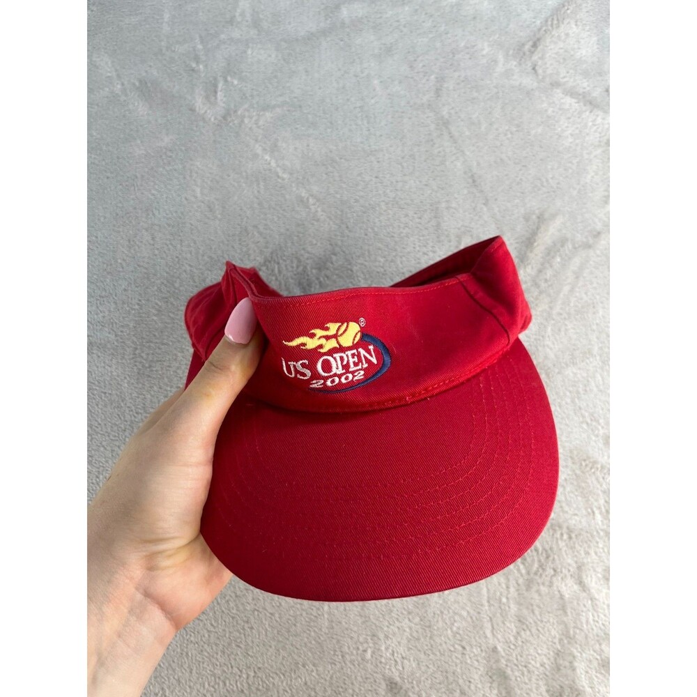 US Open 2002 Tennis Visor Hat Red VINTAGE Snapback Embroidered Logo Y2K Golf OS